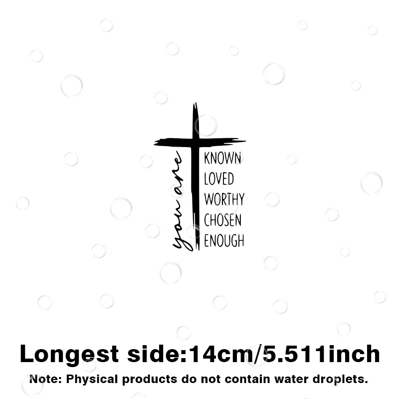 2pcs/set 2D Flat Christian Cross Quote Vinyl Sticker, Waterproof UV Resistant, for Car Window Laptop Luggage Decor, Holiday Gift