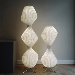 Nordic Fabric Art Silk LED Floor Lights for Simple Sofas Side Bedroom Lamps Hotel Room Designer Decorative Hanging Chandeliers