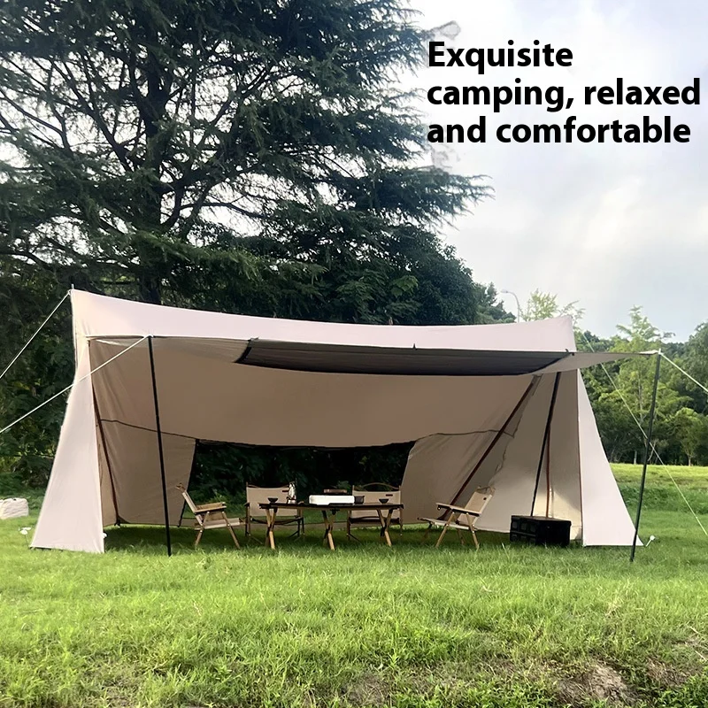 Windproof and Waterproof Tent for Multiple People, Perfect for Picnics Tower Shape Tent with Spacious Living Room and Sun Shade