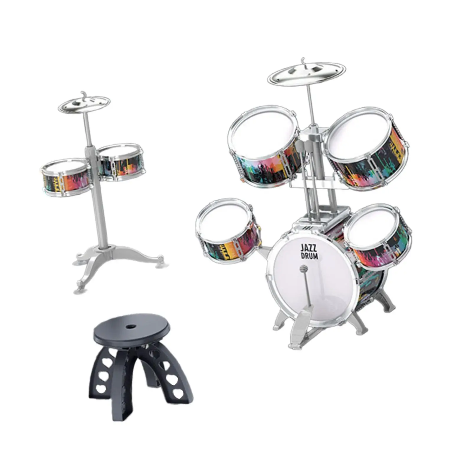 Kids Toddler Drum Set with Cymbal and Drumsticks Percussion Musical Instruments for Holiday Gift Multipurpose Easily Install