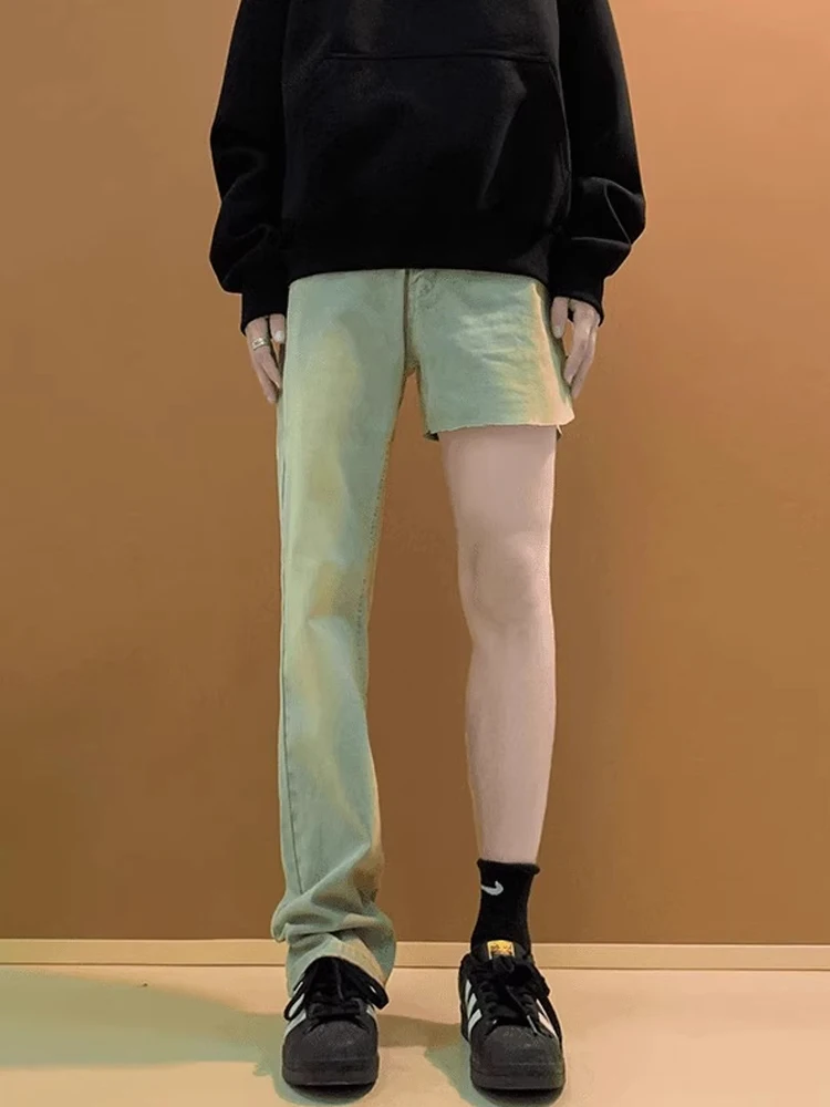 Slim Fit High Waist Straight Leg Jeans Arc Knife Waed Denim Pants Lengthening Legs Effect American Retro Sle Youth Faion