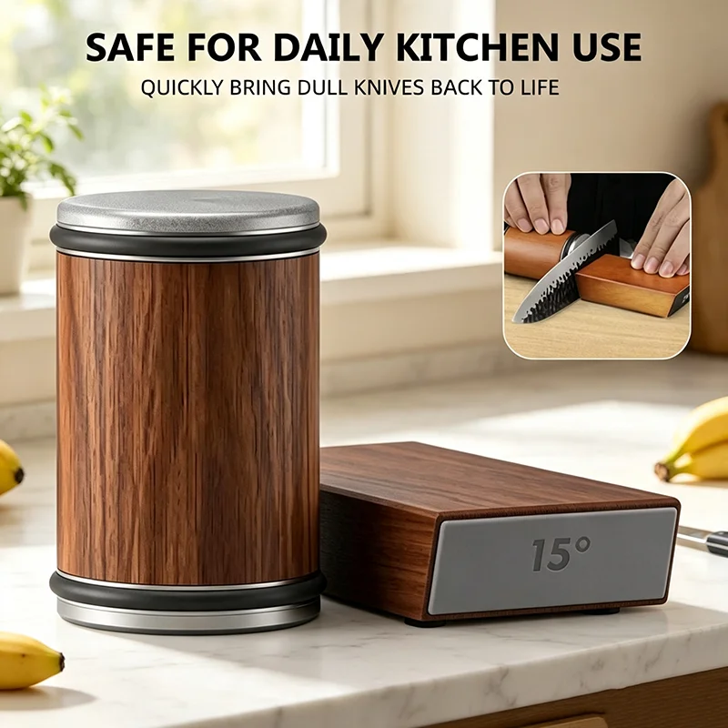 Rolling Knife Sharpener Kit Magnetic Holder 15 20 Deg Roller Industrial Diamond Stone Straight Edge Household Chef Knives