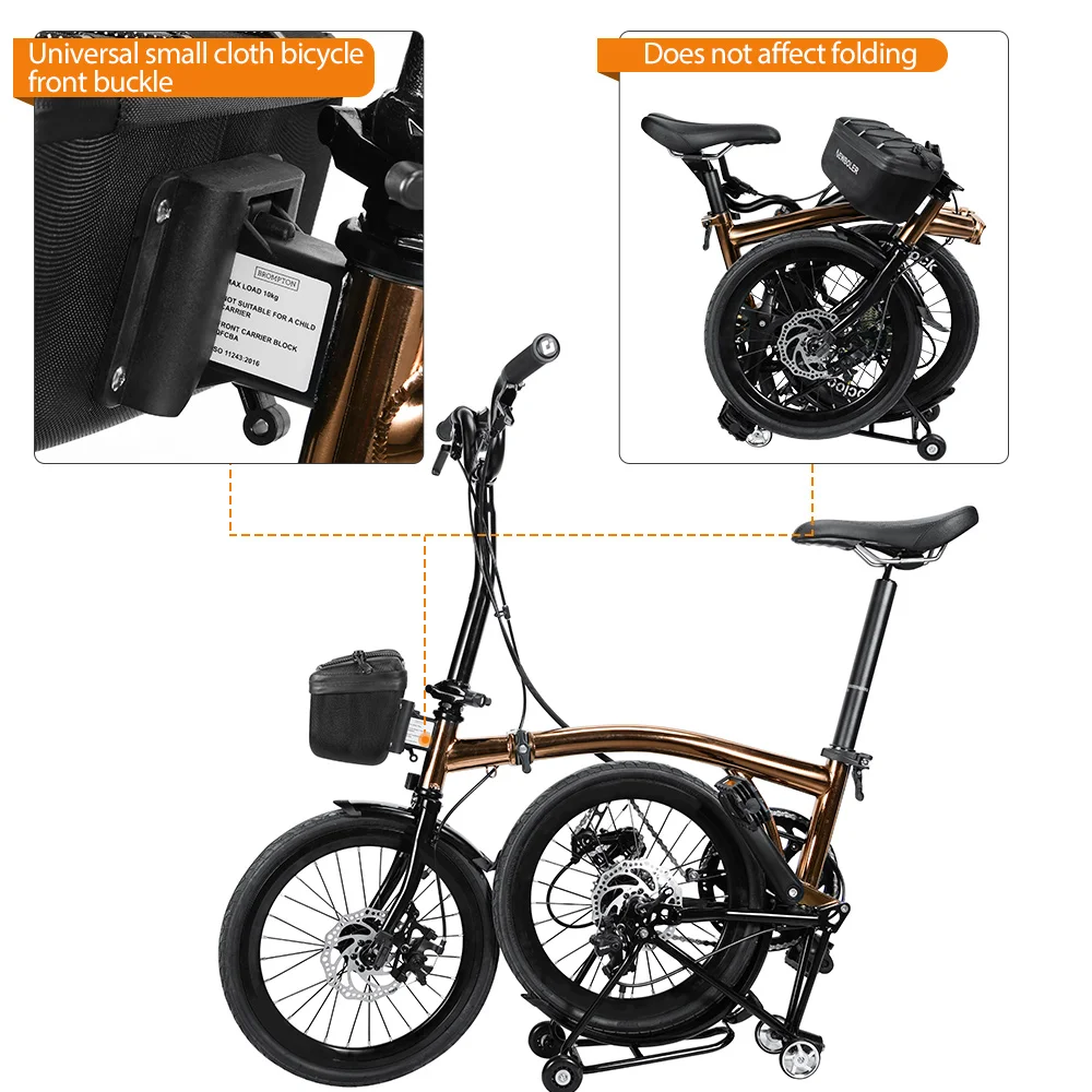 NEWBOLER Foldable Brompton Bag 2.5L Quick Release Waterproof Hard Shell Bike Handlebar Bag For Brompton Folding Bike view 3