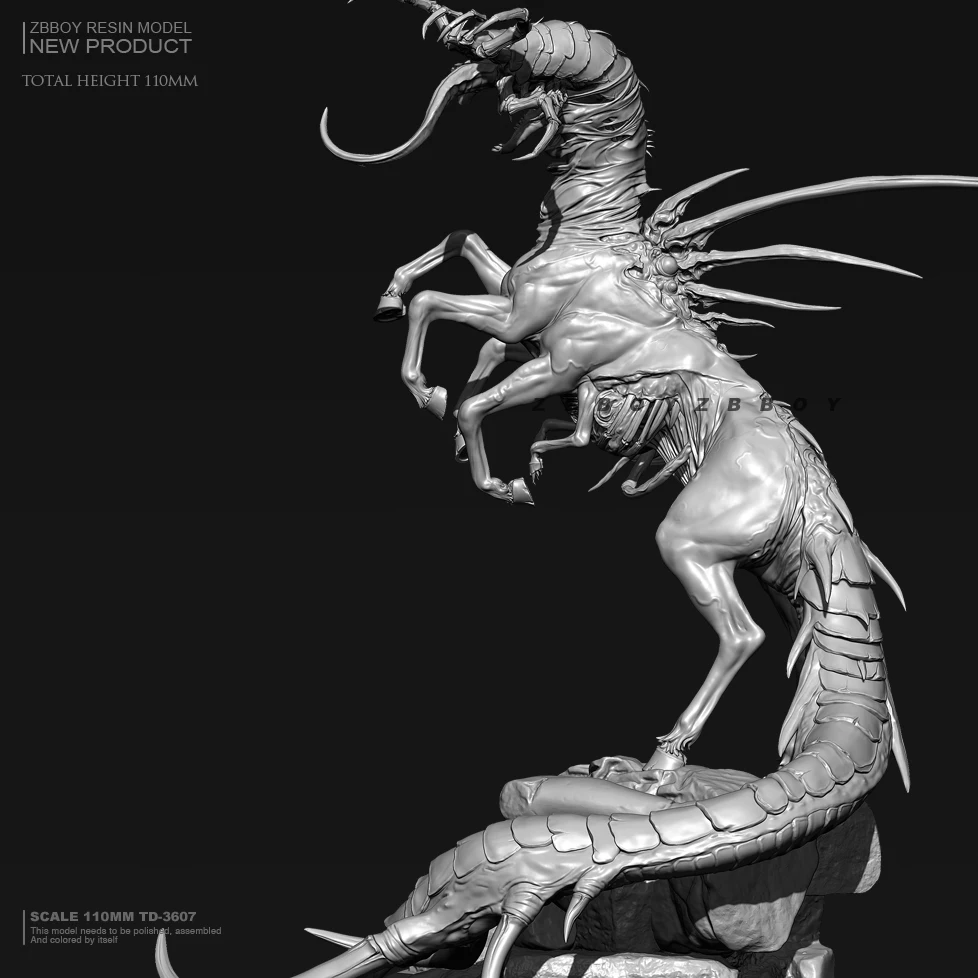 

110MM Resin figure model kits DIY figure Horse centipede colorless and self-assembled TD-3607