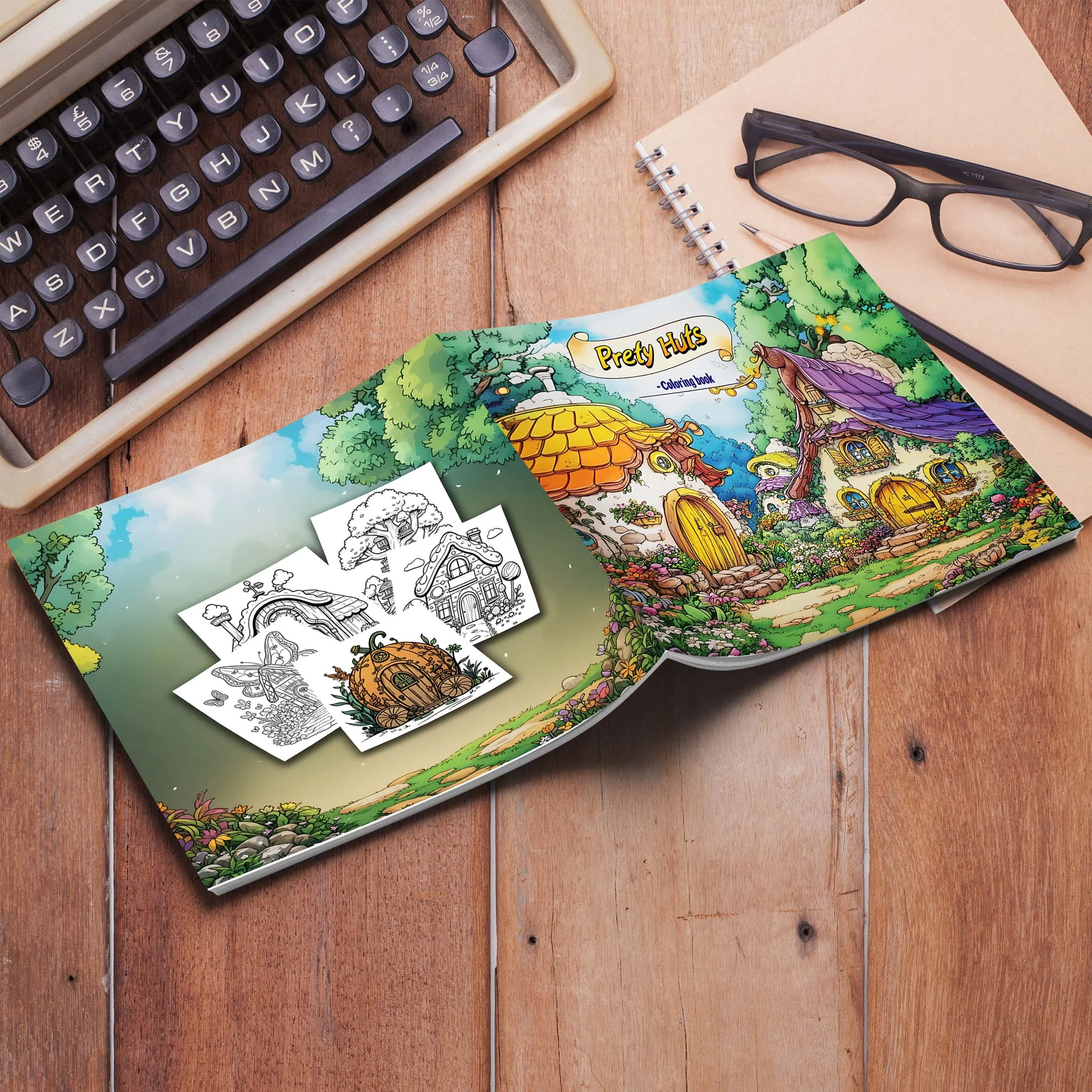 1pc Prety Huts Coloring Book 24 Page for Bold-easy House Patterns Adults Cute Drawing Book Perfect Gift for Party and Birthday