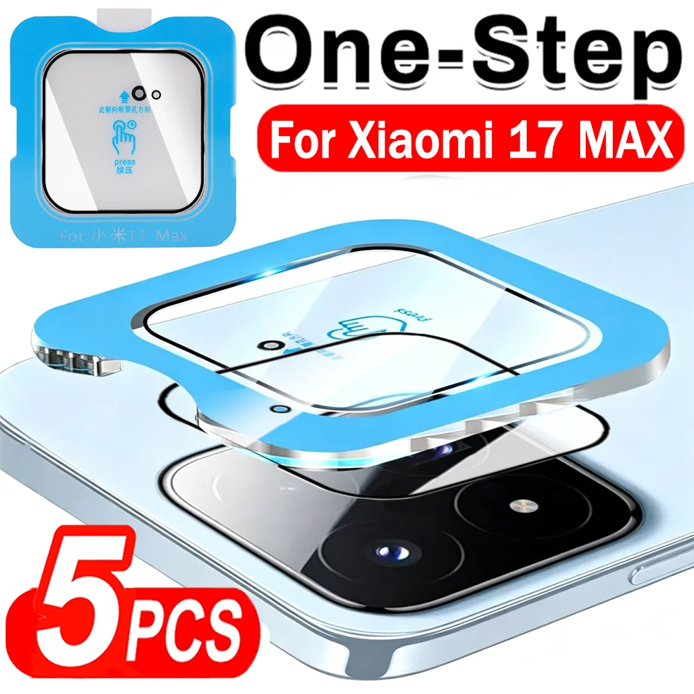

5-1pcs HD Tempered Glass for Xiaomi 17 MAX Rear Camera Lens Protectors with Auto-alignment Quick Install Kit Protective Films