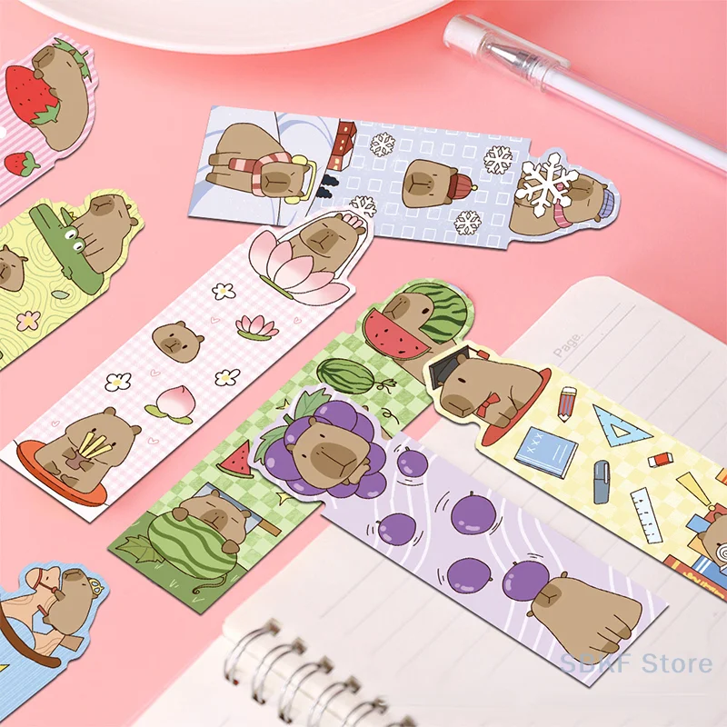 30Pcs Kawaii Capybara Cartoon Bookmarks, Exclusive Page Clips, Aesthetic Student Stationery, Fashionable Gift Items