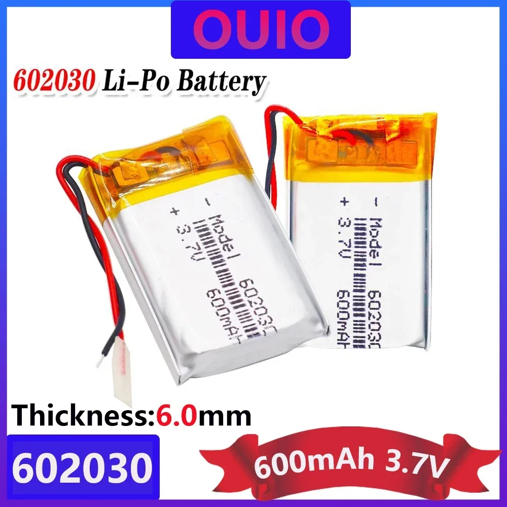 1-10pcs Line Polymer Battery 3.7V Lithium Polymer Battery 602030 600mAh Game Machine MP3 MP4 MP5 Lithium Battery GPS Navigator