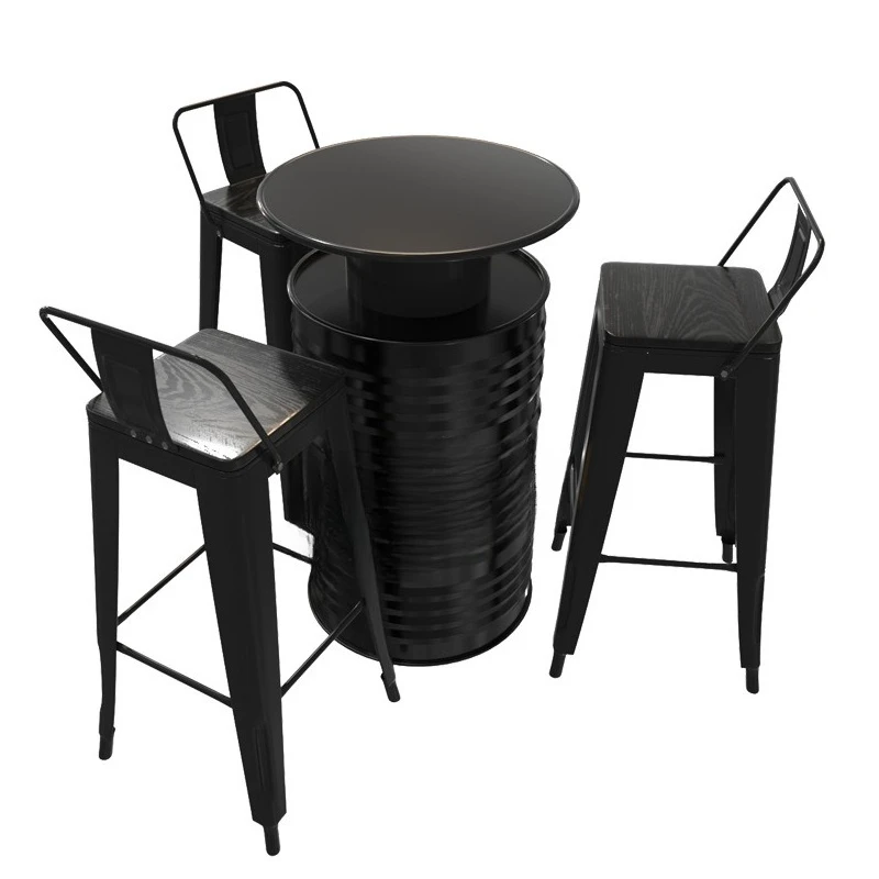 

Industrial Wind Oil Barrel Furniture Tall Bar Table Grill Shop Bistro Bar