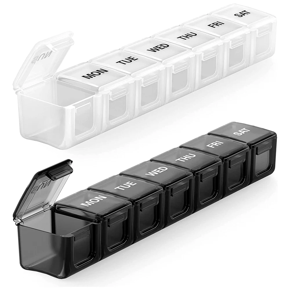 1 kleiner wöchentlicher Pillen-Organizer für 7 Tage, Tages-Pillenetui im Taschenformat, Tagesplaner, Pillenbox für Pillen/Vitamin/Fischöl/Ergänzungsmittel – Detail 16