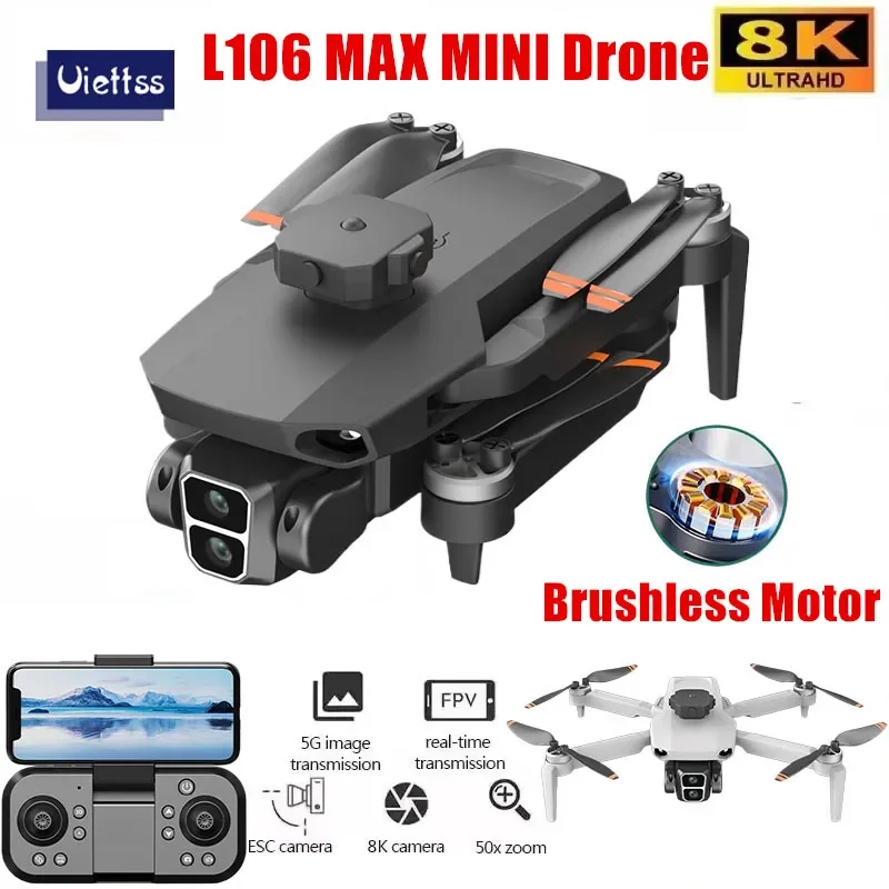 

New L106 MAX Mini Drone Profesional 8K HD Camera Fly 25Min Obstacle Avoidance Brushless Foldable Quadcopter Optical Flow RC Dron