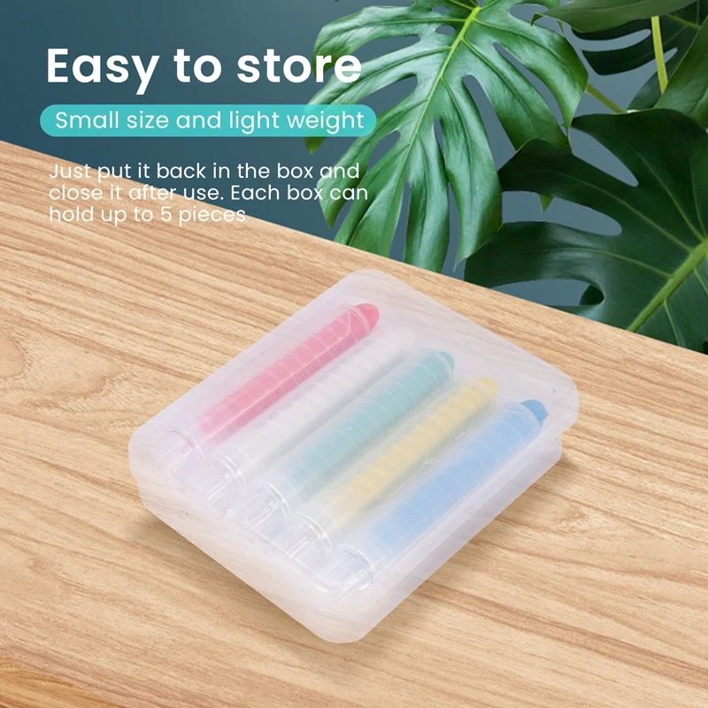 5 PCS Transparent Plastic Chalk Holder, Suitable For Schools, Offices, Children, Easy To Store, With Washable Chalk