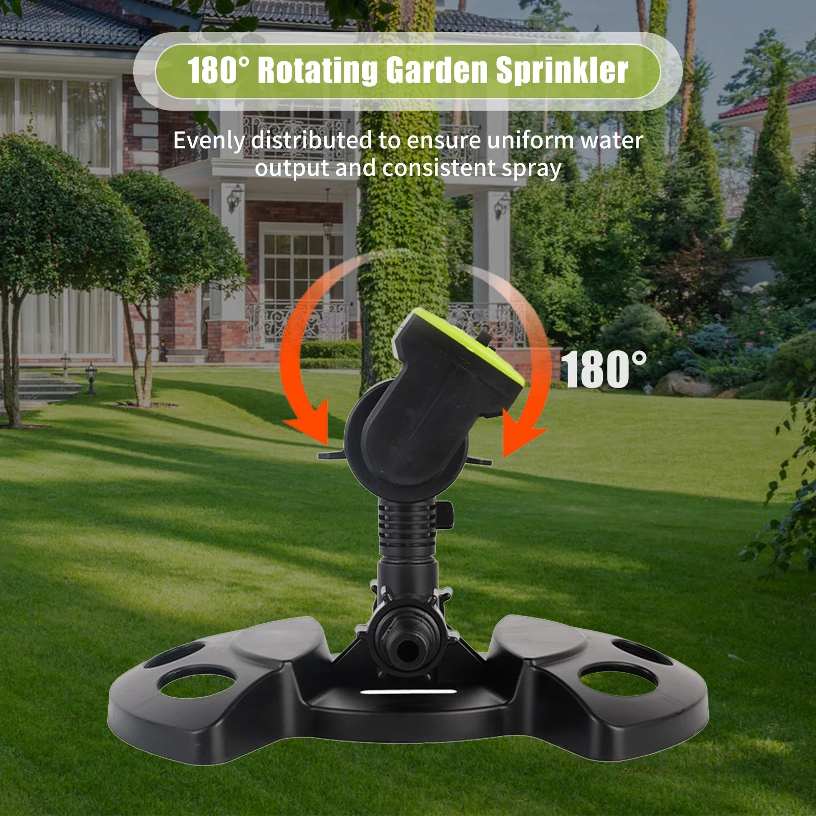 Turret Type Lawn/Garden Sprinkler Automatic 180° Rotary Adjustable Large Area Garden Sprinkler Family Farm Swing Sprinkler