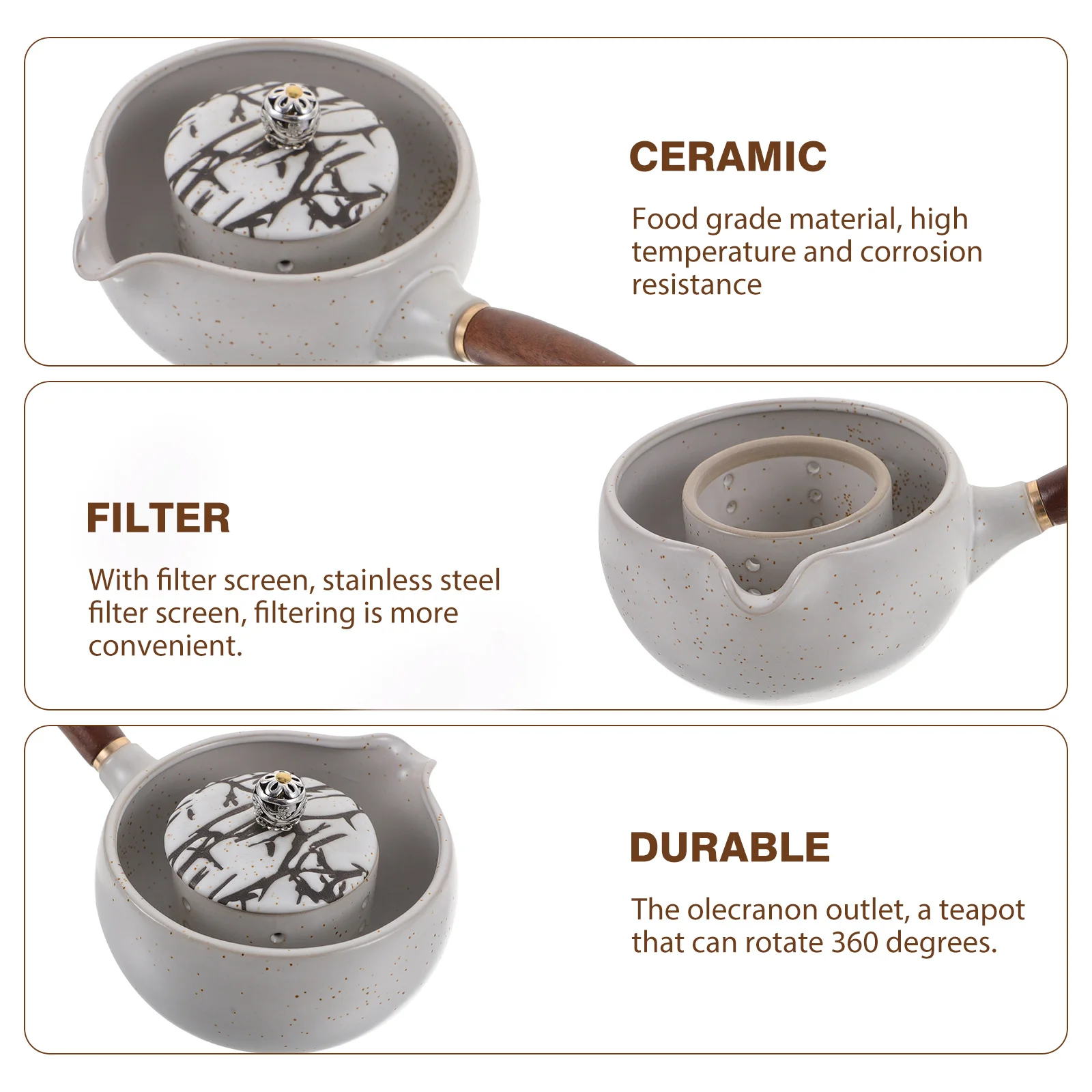 

1Pcs Qing Gan Ceramic Tea Kettle Household Water Kettle Practical Teapot with Filter Retro Style Home Office Use