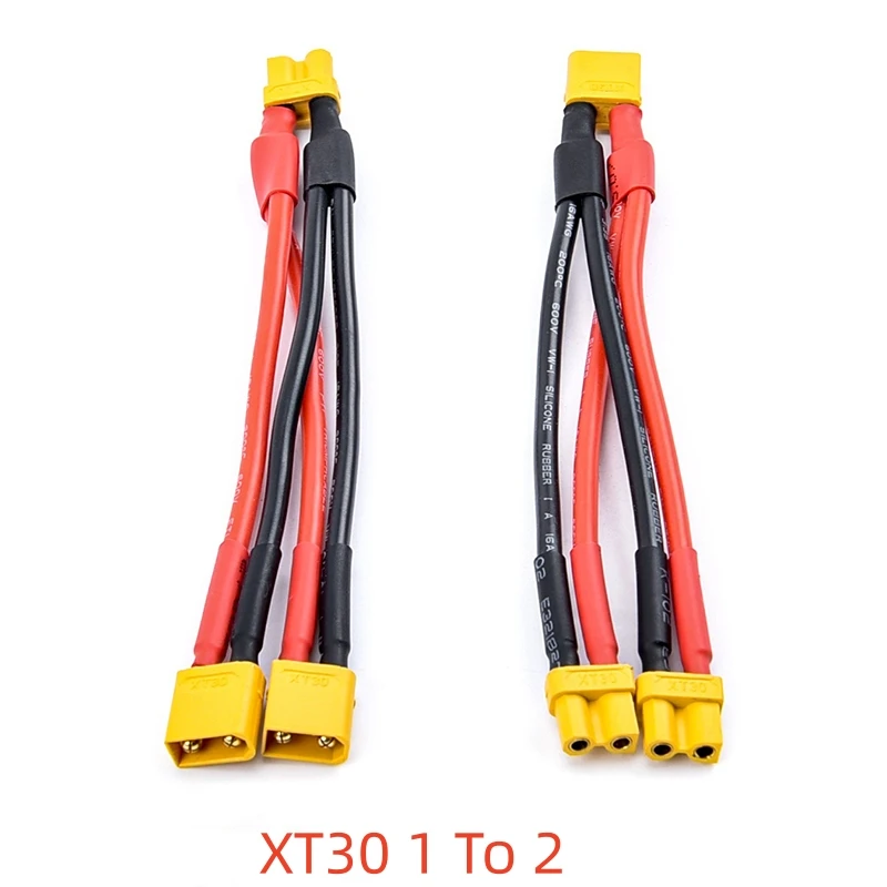 1Pc XT30U 16/18AWG Soft Silicone Wire 1 Male to 2 Female 1 Female to 2 Male Parallel Cable for RC Model Aircraft