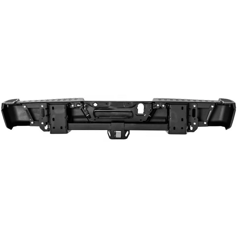 BLACK REAR BUMPER REPLACEMENT BUMPER FOR 15-20 FORD F-152 W/TOW HITCH W/O SENSOR HOLES