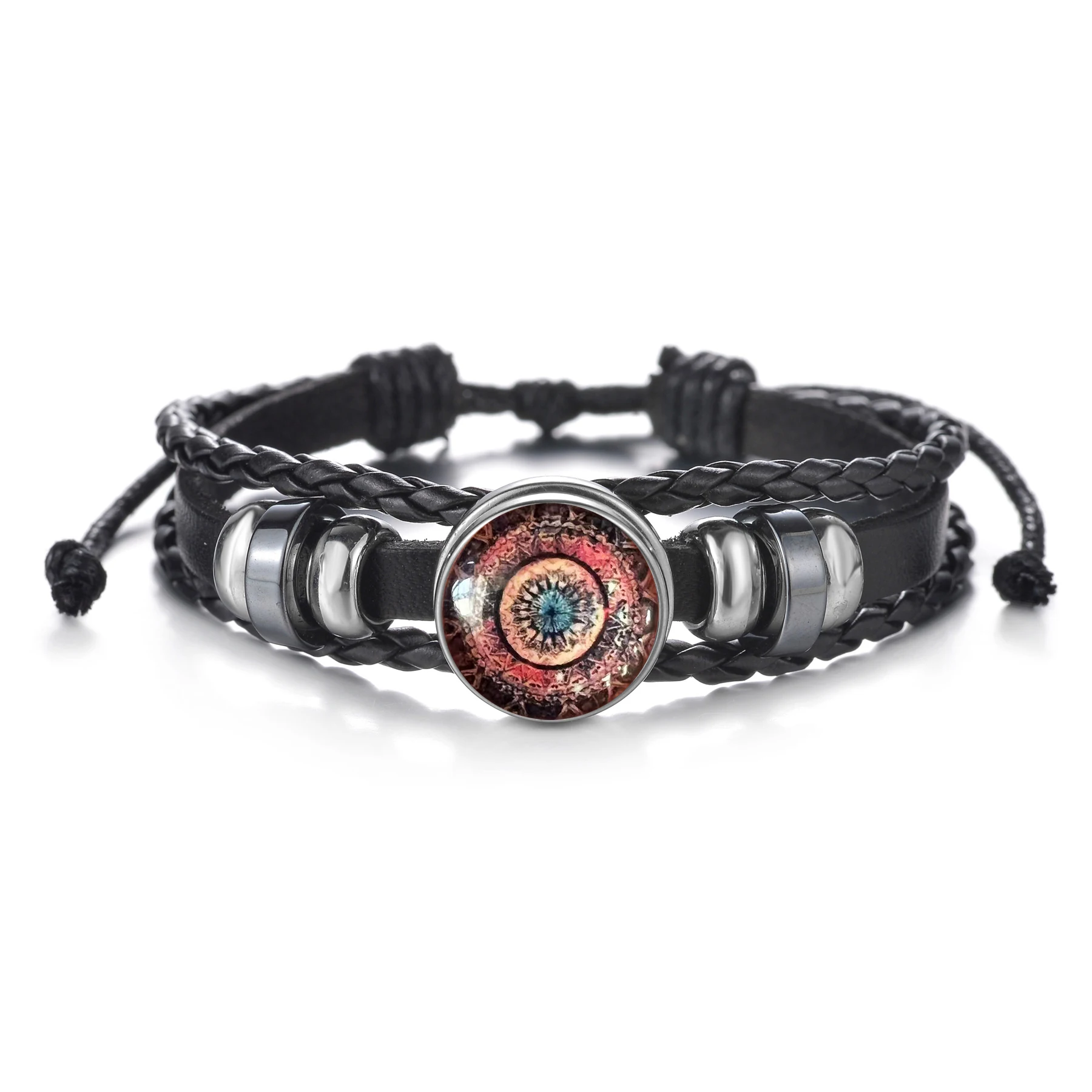 2024 New Fashion Black Leather Bracelet for Men Women Handmade Sweet Smile Beaded Bracelet Multi-layered Bracelet Jewelry Gift