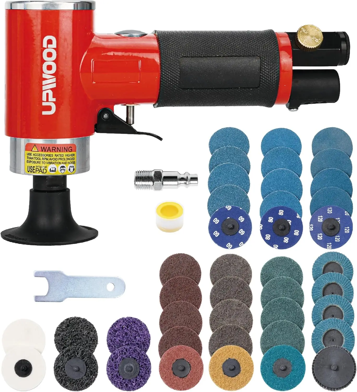 

2-Inch Air Mini Orbital Sander Kit with 41 Discs for Surface Prep and Polishing