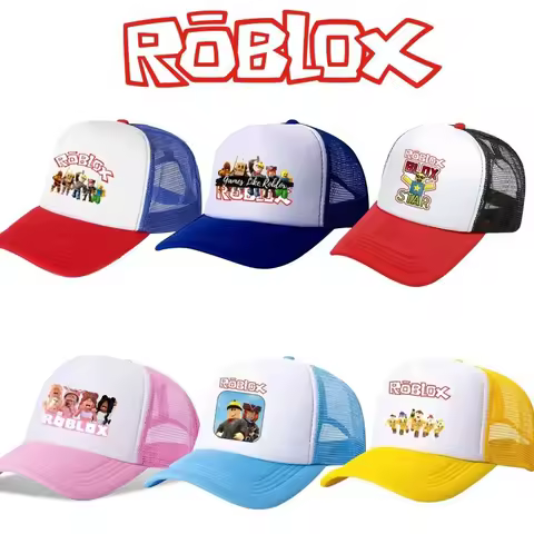 Hot Selling Roblox Creative Peripheral Cartoon Cute Baseball Hat Mesh Breathable Dome Hats Hip Hop Sports Hat Daily Necessities