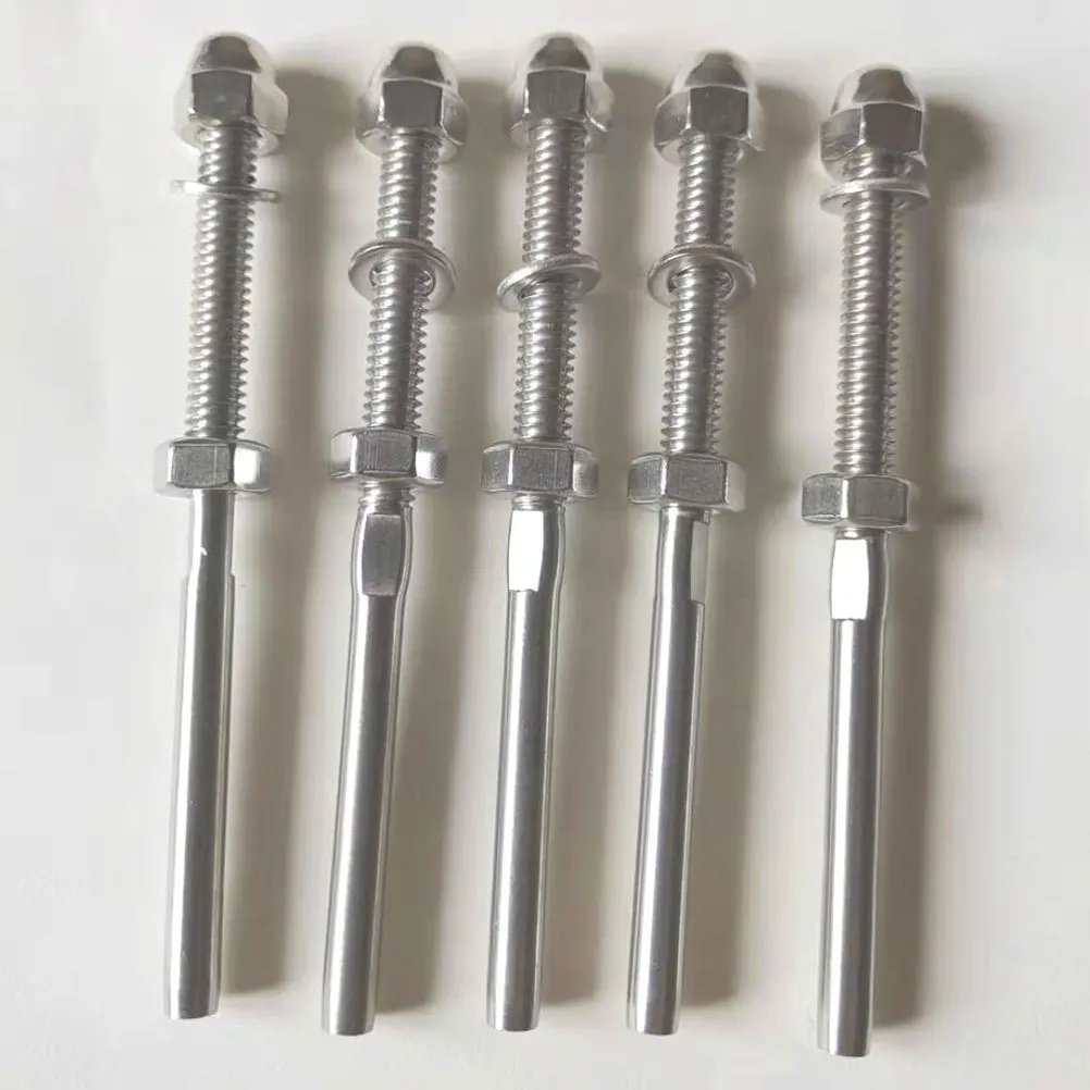 

10 шт., натяжной конец с резьбой из нержавеющей стали для 1/8-дюймовой кабельной перила, морской класс, серебро, устойчивый к коррозии