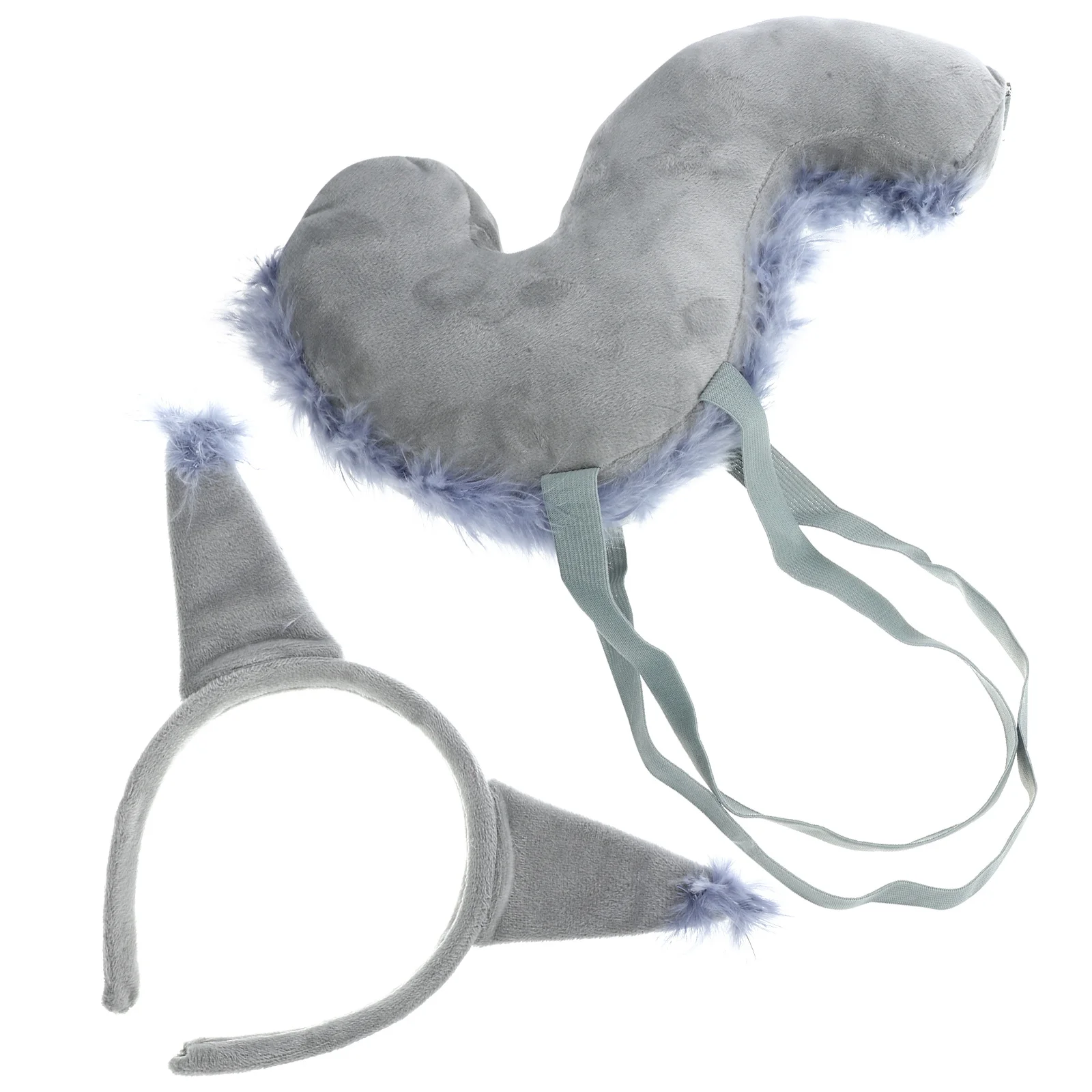 TENDYCOCO 다람쥐 의상 세트 귀 머리띠 재미있는 꼬리 코스프레 액세서리 동물 파티 생일 장식 회색