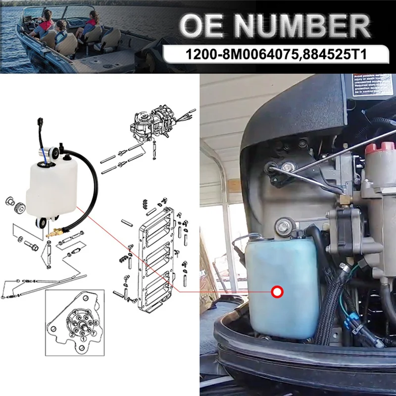 

AA-1 Piece Outboard Oil Tank Assembly White Parts For Mercury Mariner 884525T1 1200-8M0064075 200HP 225HP 250HP 2000-2013