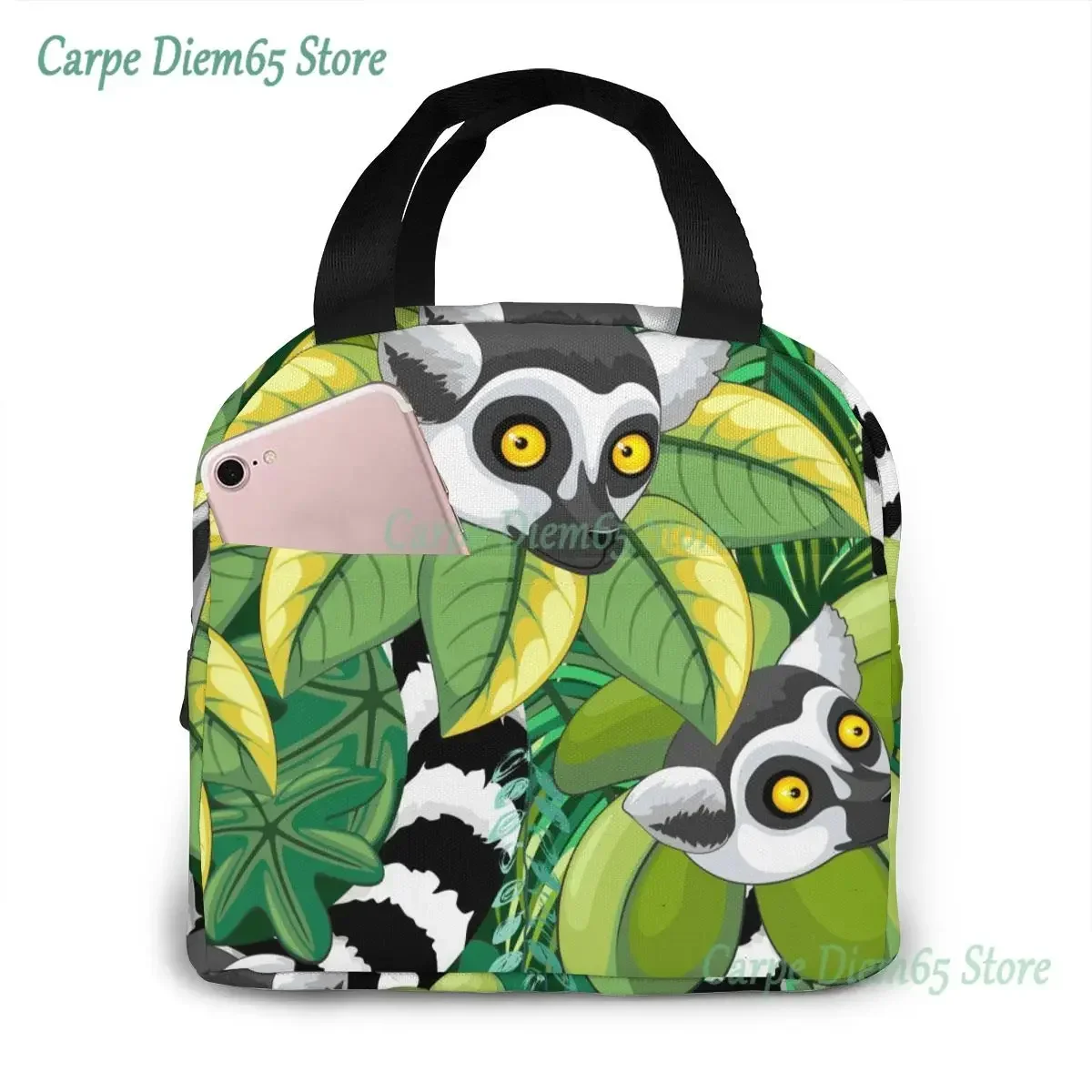 Lunch Bag Lemurs Of Madagascar In Exotic Jungle Insulated Lunch Box Tote Cooler Bag Bento Pouch Lunch Container Food Storage Bag