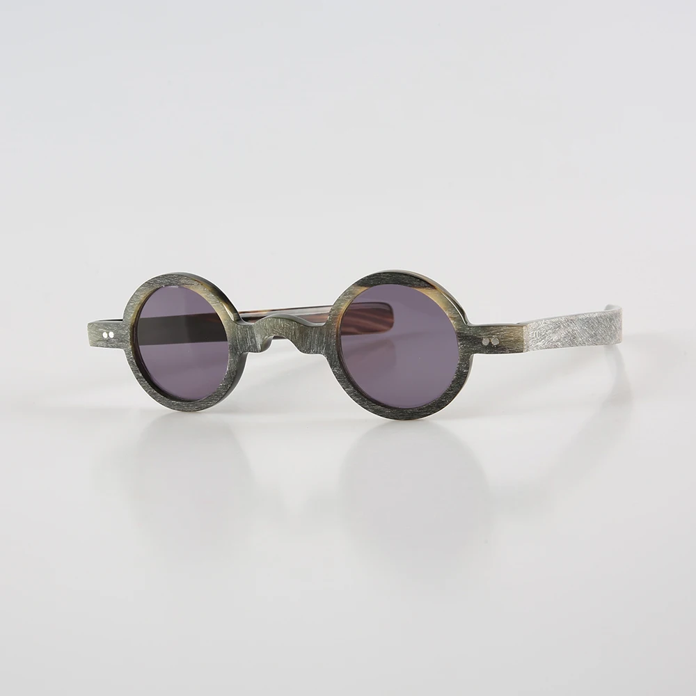 Man Sunglasses Women Small Round Vintage Rough Eyeglass Frame Unique Handmade Natural Horn Men Fashion Classic Glasses