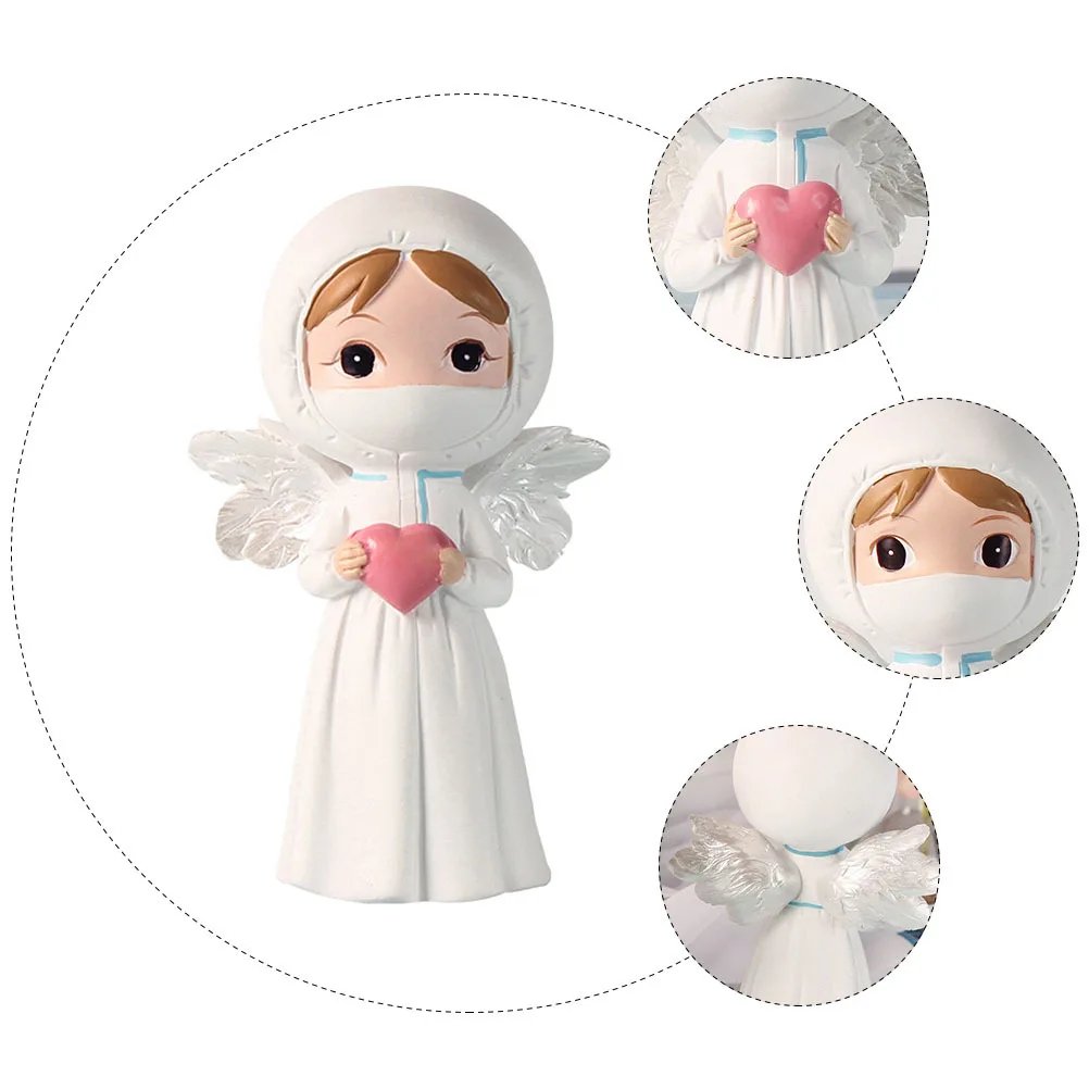 1 قطعة معطف أبيض الملاك ديكور الراتنج سطح المكتب زخرفة الوردي دائم سقوط مقاومة لوحة جميلة طويلة الأمد ديكور المنزل #5