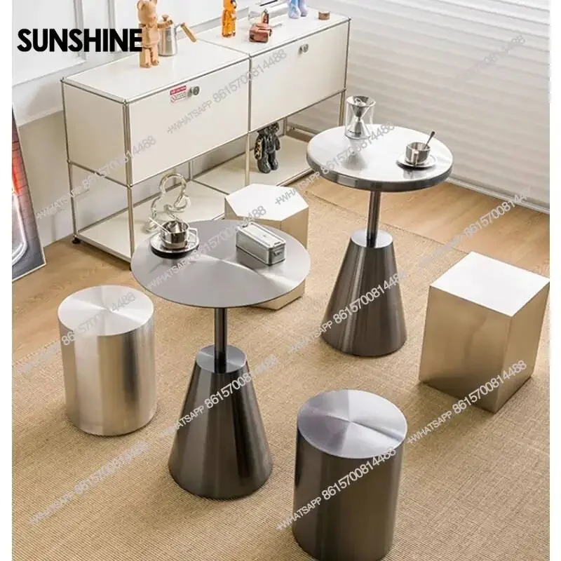 

stools household Stainless coffee steel shoe round light luxury stool table creative sofa side tables bedroom footstools FT