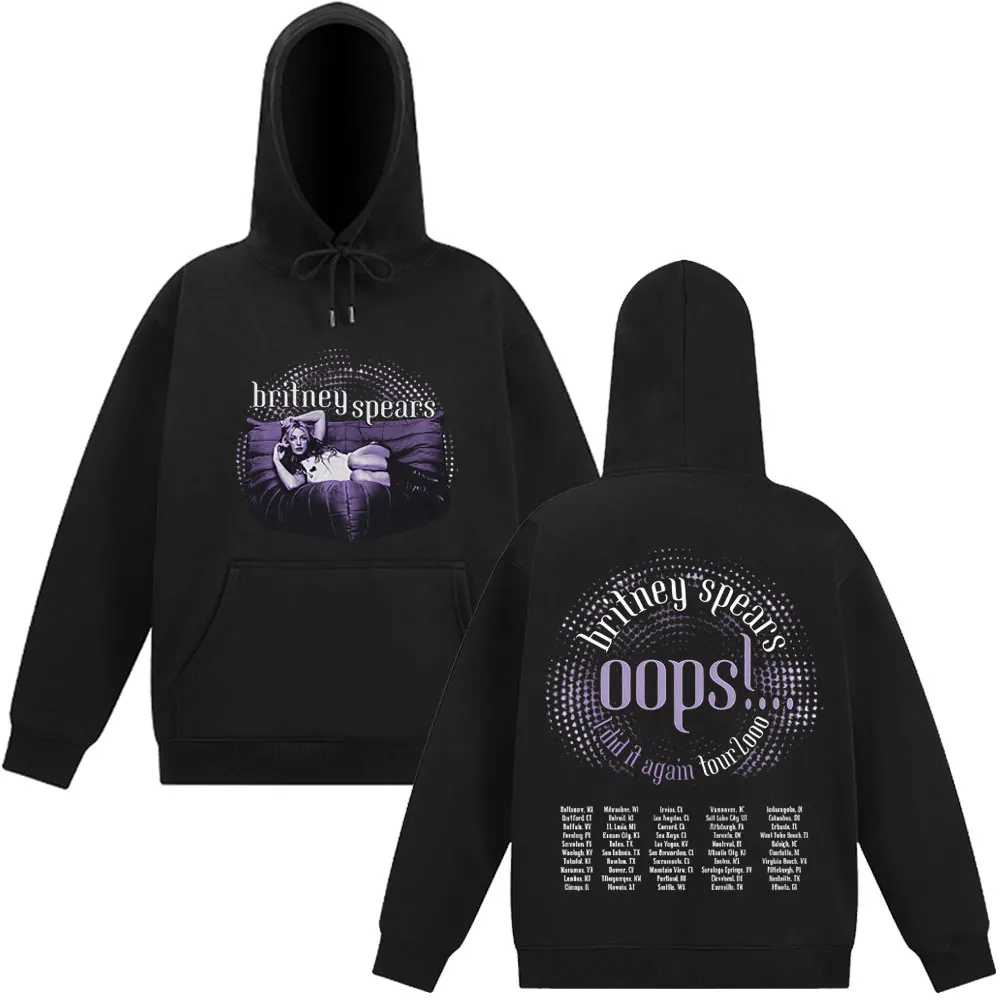 Певица Бритни Спирс Верс! Толстовка с капюшоном I Did It Again Tour 2000, мужской пуловер большого размера в стиле хип-хоп, повседневная флисовая толстовка в стиле панк в стиле хип-хоп