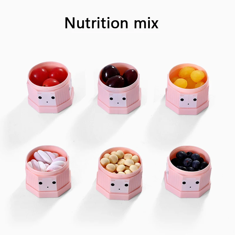 Boîte de rangement portable pour aliments pour bébés, 4 couches indépendantes, plusieurs ouvertures, céréales, dessin animé, lait en poudre pour nourrissons, boîte à collation pour tout-petits