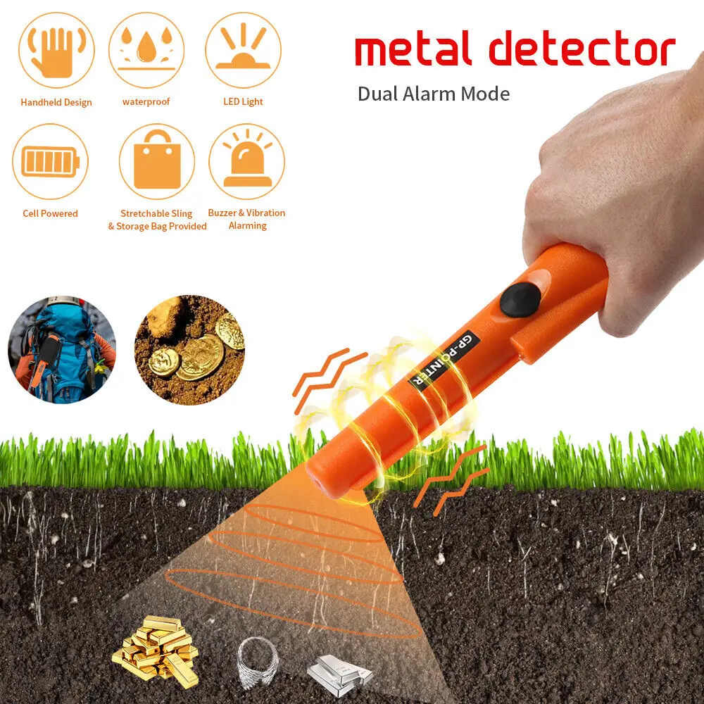 Treasure Hunter Handheld Metal Detector Pinpointer Pointer Probe Anti-scratch Metal Pinpointing Waterproof 360 Degree Scan