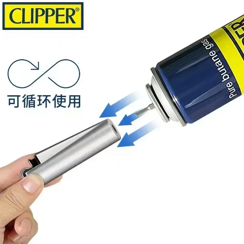 New Clipper Spades A Metal Fireless Butane Gas Jet Torch Lighter Portable Grinding Wheel Flint Inflatable Lighter With Gift  Box