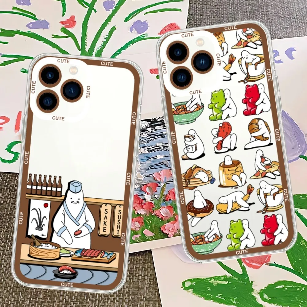 

Cute illustration Mr Donothing Phone Case For iPhone 13 14 15 Mini 11 12 Pro Max Transparent Shell
