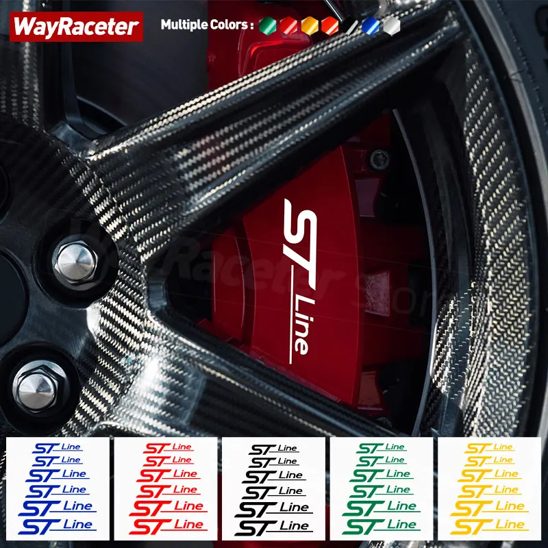 6 Stück reflektierende Hochtemperatur-wasserdichte Auto-Bremssattelaufkleber für Ford ST Line Focus Fiesta Mondeo Fusion Kuga MK8 MK7 MK4 Edge