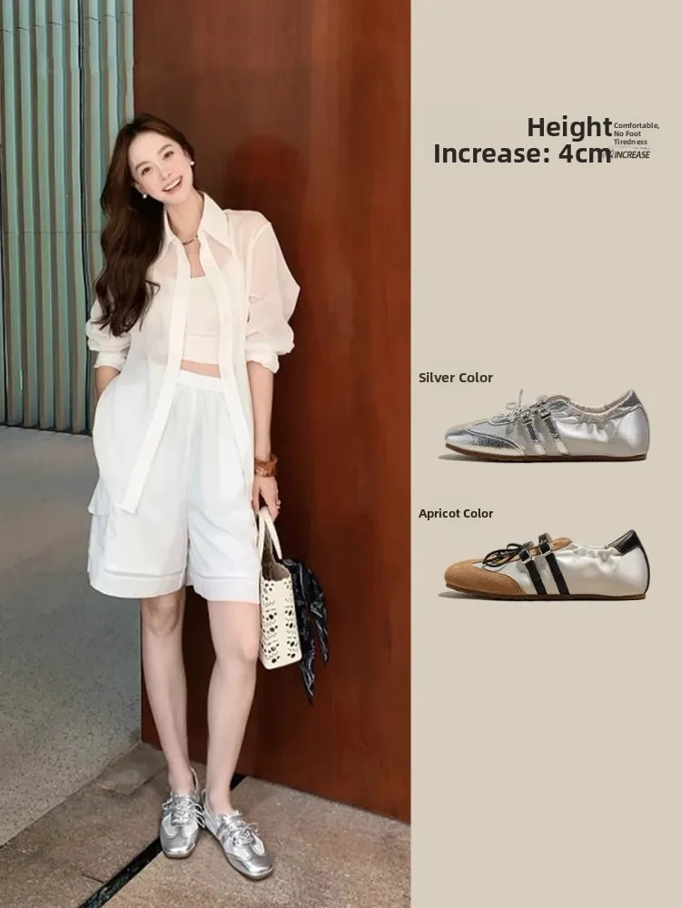 chaussures-plates-de-ballet-argentees-pour-femmes-decontractees-et-sportives-respirantes-d'ete-a-bride-croisee-bout-rond-talon-plat