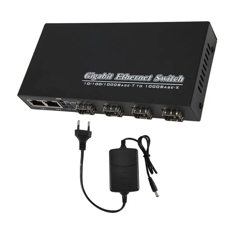 

Высококачественный медиаконвертер SFP Gigabit, 4 SFP порта на 2 RJ45, трансивер 10/100/1000M, оптоволоконный коммутатор, вилка EU