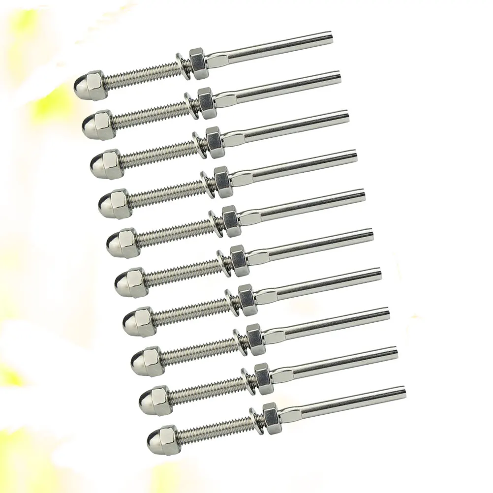 10 قطعة درابزين كابل الخيوط التوتر نهاية المناسب محطة 1/8 بوصة الفولاذ المقاوم للصدأ لسطح السفينة درج السبك البحرية عرافة الترباس