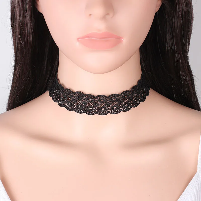 Black Lace Choker for Women Butterfly Fruits Strawberry Grapes Peaches Necklace Clavicle Lady Jewelry Accessories Girl Gift
