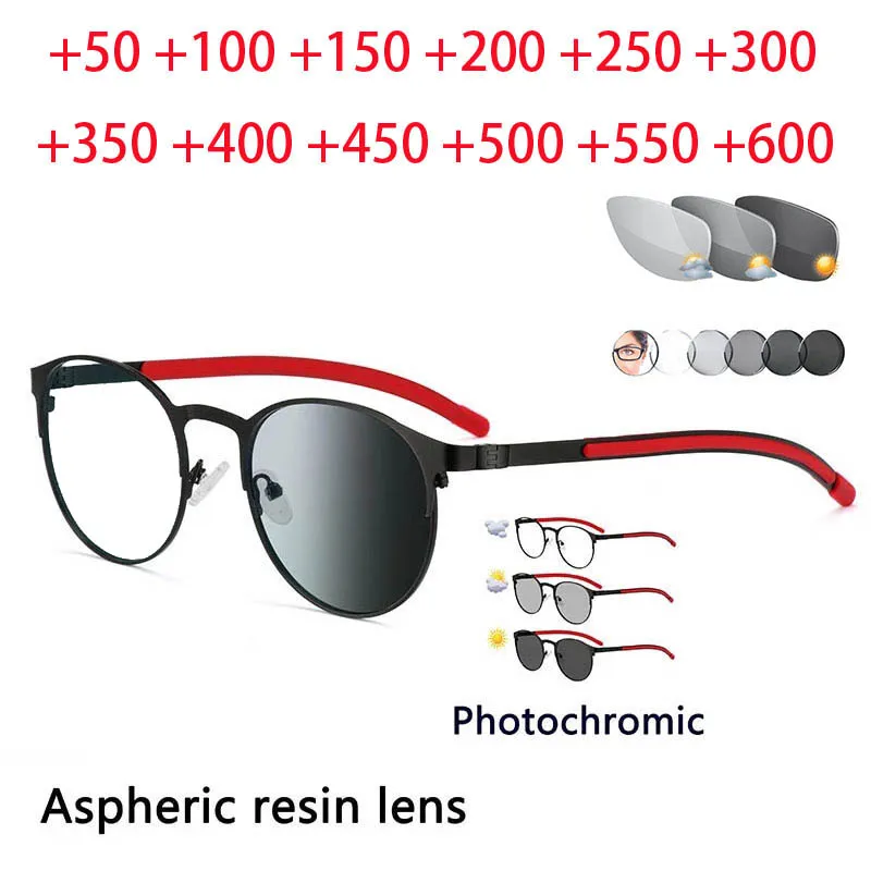 

Round Retro Design Photochromic Reading Glasses Men Women Hyperopia Diopters Presbyopia Outdoor Eyewear +0.25 +1.0 +1.5 +2 To +4