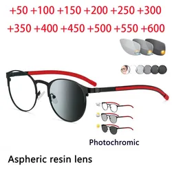 Round Retro Design Photochromic Reading Glasses Men Women Hyperopia Diopters Presbyopia Outdoor Eyewear +0.25 +1.0 +1.5 +2 To +4