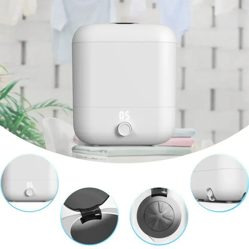 Rechargeable 5L Mini Washing Machine White Washing Machine 5/10/20 Minutes Washing Time Portable Washer For Socks Underwear Bras