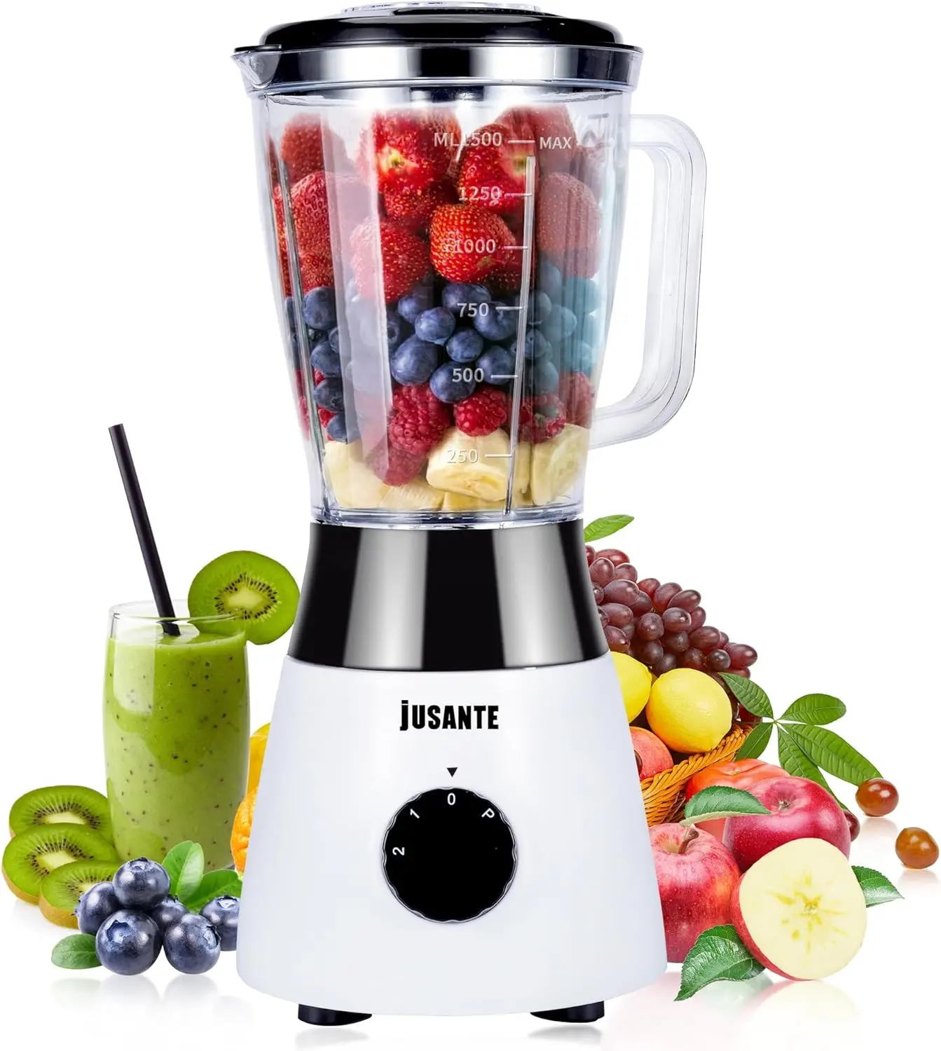 

Kitchen Blender, 500W Countertop Blender With 52Oz Plastic Jar For Smoothies Milkshake Desserts Nut Butter, Cocktails Sauces