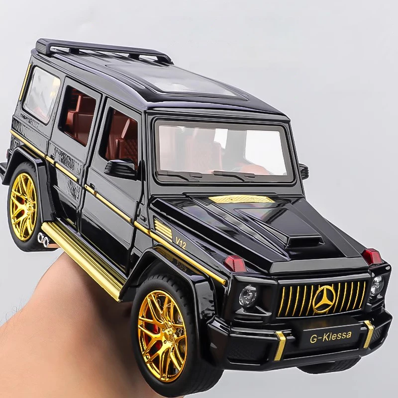 Модель автомобиля Mercedes Benz G63 AMG из сплава в масштабе 1:24, модель внедорожника, искусственный звук, детские игрушки, Подарочная коробка на день рождения для детей