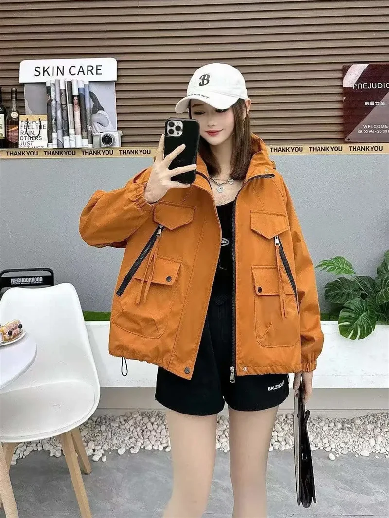 Personalized 2025 New Lightweight Outerwear With Loose Fitting Hood Workwear Niche Short Style Stylish Spring and Autumn Jacket