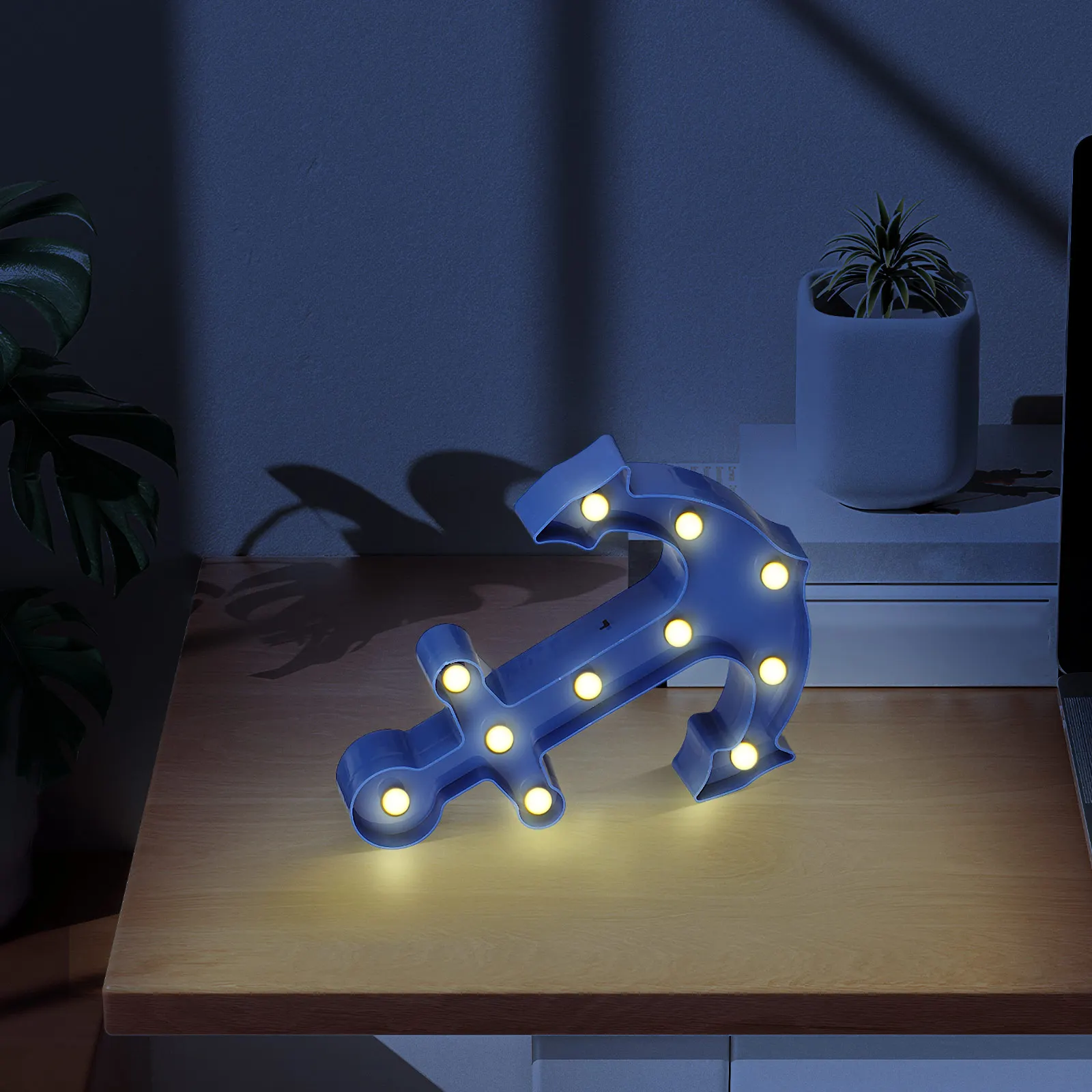 

11 Leds Anchor Marquee Sign Light Blue Operated Decorative Lamp For Home Wedding Christmas Party Night Decoration Wall