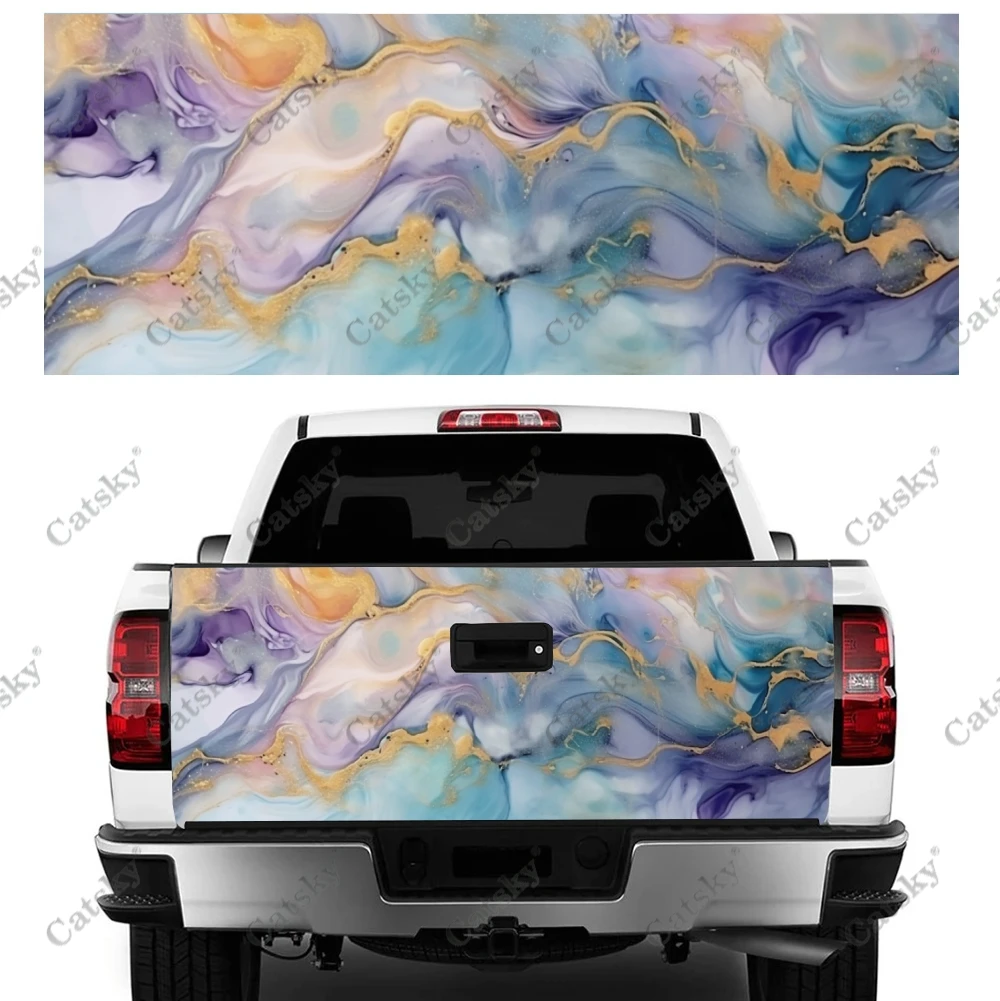 Natural Luxury Abstract Fluid Truck Tailgate Wrap Professional Grade Material Universal Fit for Full Size Trucks Weatherproof