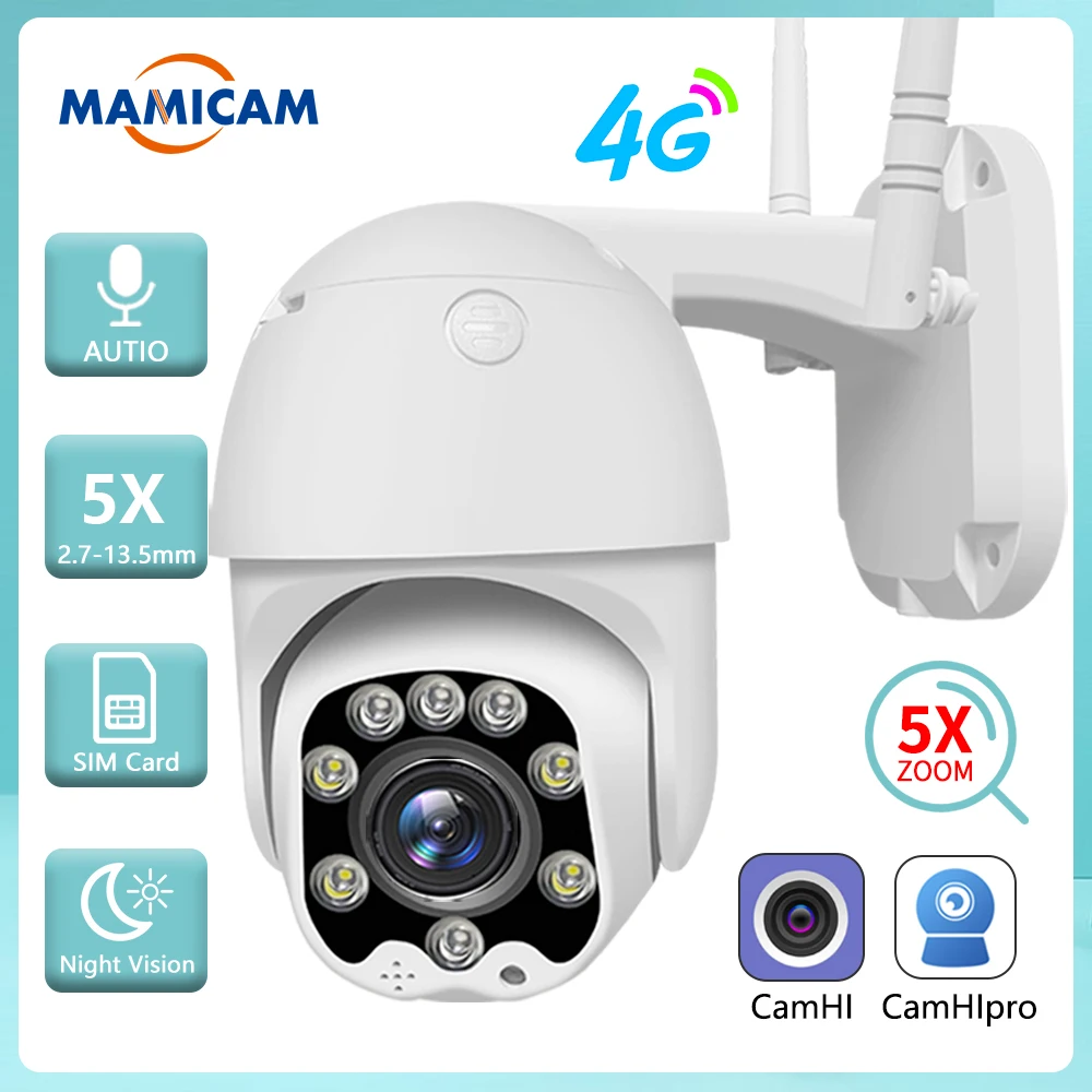 camera ao ar livre do cartao sim ptz cameras de video 1080p hd wifi visao noturna p2p rastreamento automatico 5mp 4g 01