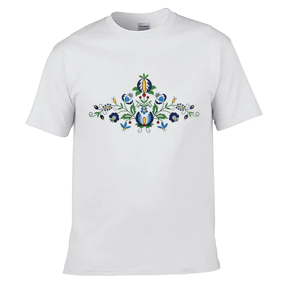 Kashubian Folk Floral Composition Art Loose Vintage Distressed Washed Casual Tee